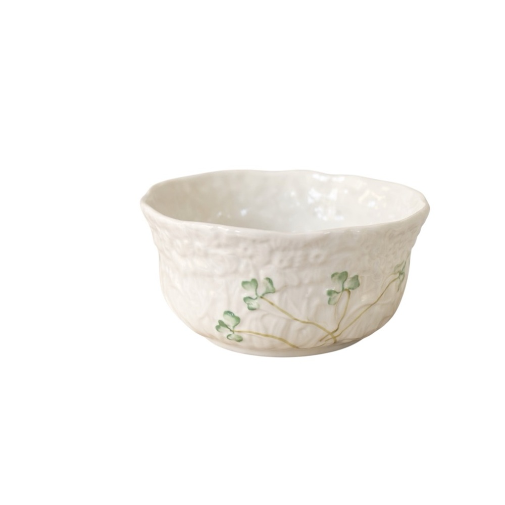 Belleek Ireland Bon Bon Dish Embossed Shamrock Porcelain Bowl Vintage Irish - Picture 4 of 4